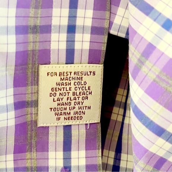 PETER MILLAR VIOLET PURPLE PLAID LIGHTWEIGHT BUTTON DOWN SHIRT SIZE LARGE - Picture 5 of 6